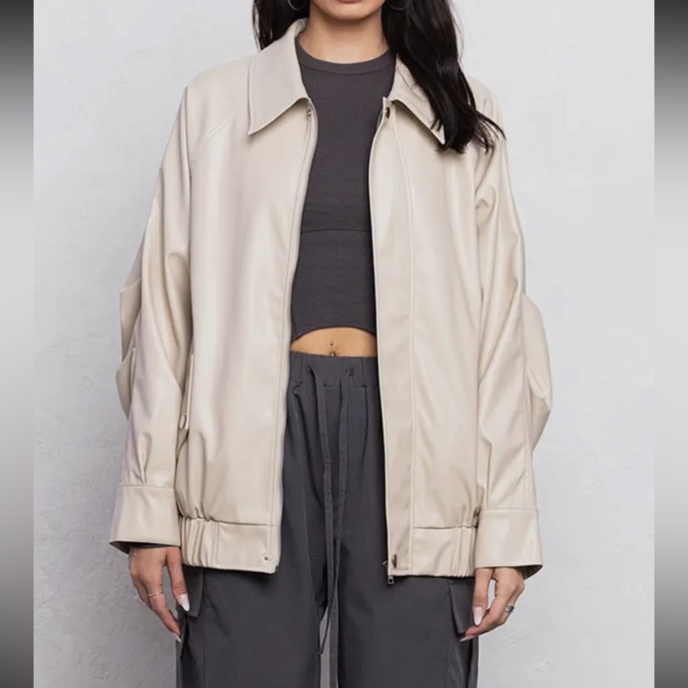Fabulous Faux leather loose fit blouson jacket